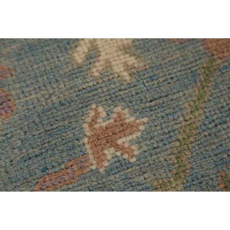 Hand Knotted Oriental 100% Wool Carpet Transitional All-Over Navy Blue & Blues Oushak Runner Rug - 9' 9'' X 3' 3''