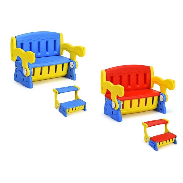 Costway 3-in-1 Multifunction Armchair Toddler Seat Kids Learning Table w/ Storage Box