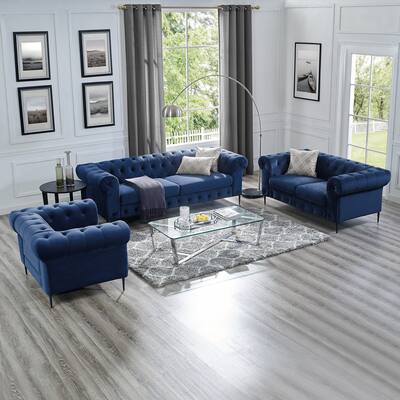 Corvus Prato 3-piece Tufted Velvet Sofa Chesterfield Set - Overstock ...