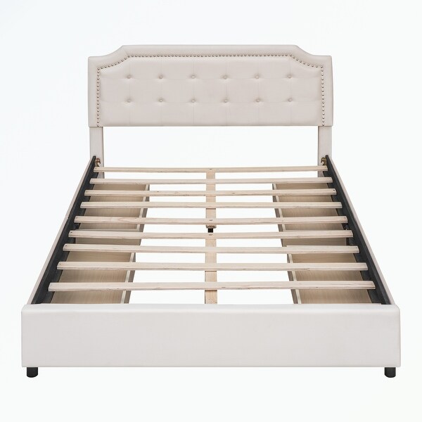 はる様✕4 Upholstered Platform Bed with Headboard and 4 Drawers, Queen