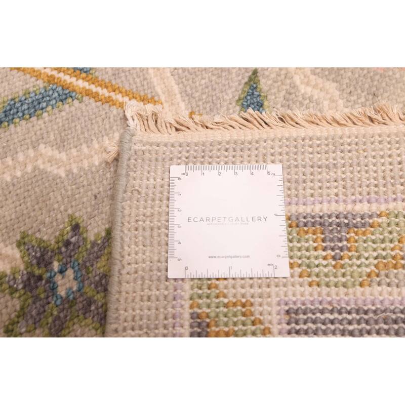 ECARPETGALLERY Hand-knotted Modern Oushak Light Grey Wool Rug - 8'10 x 11'9