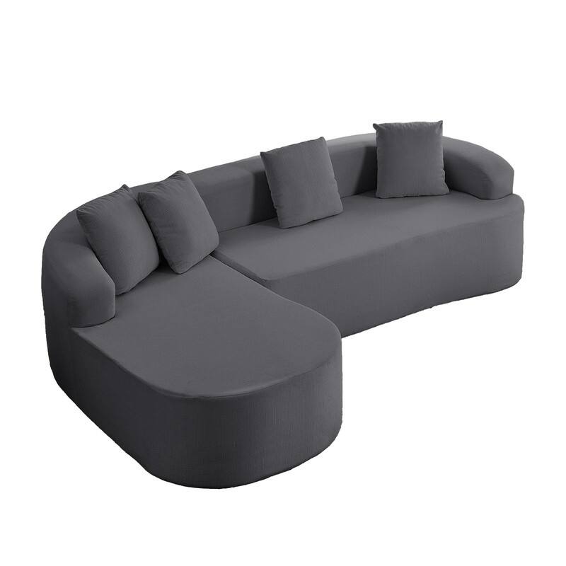 Mixoy 99 inch Chenille L Shape Sectional Sofa with Curved Chaise,Modern Cloud 3 Seater Sofa Couch - 99.2''*59.1''*26.4''