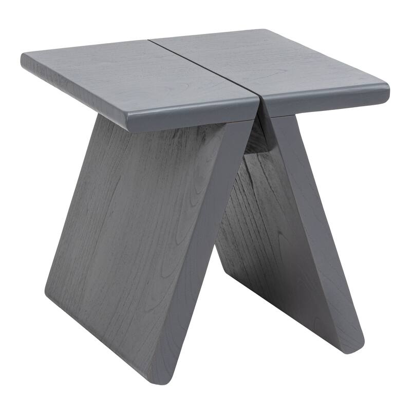 JONATHAN Y Jack Rustic Scandinavian Handcrafted Solid Mindi Wood Sculptural Base Accent Stool - Dark Gray