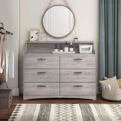 DH BASIC Simple Transitional 47-inch Wide 6-Drawer Double Dresser by Denhour