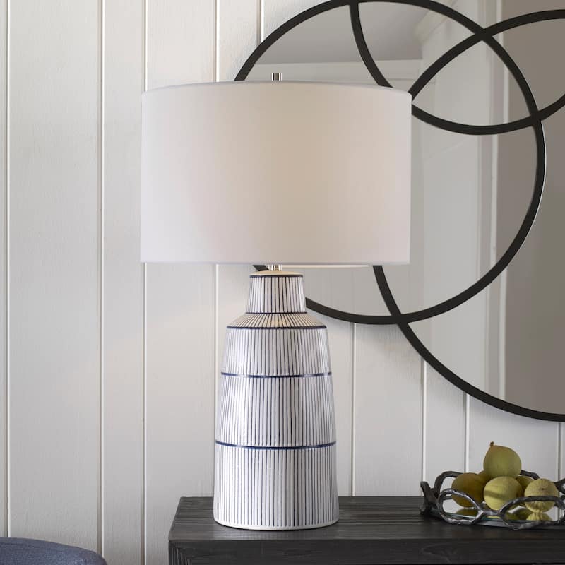 Uttermost Breton Nautical Stripe Table Lamp - 29"H,   Shade 11"H x 17"Dia.