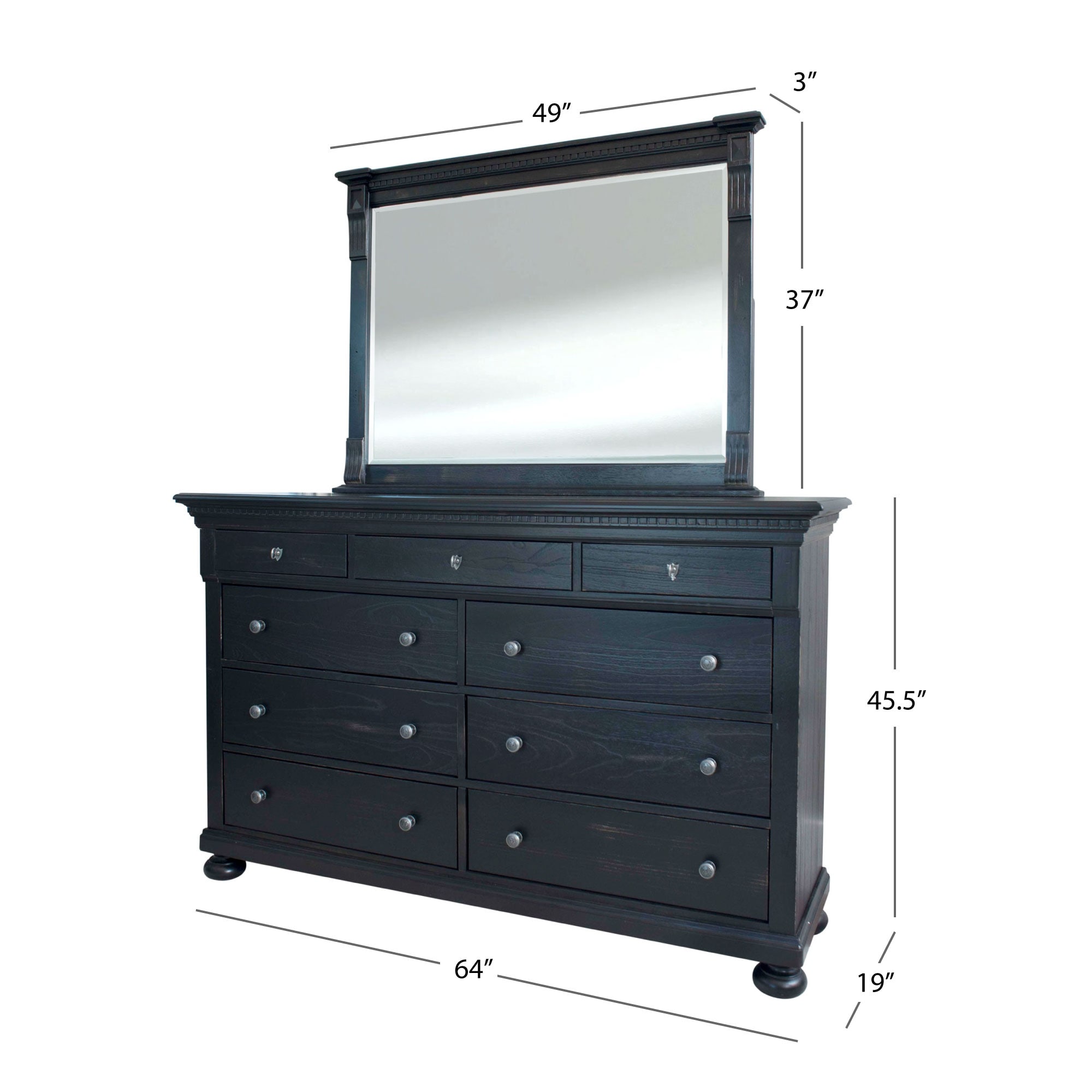 Shop Abbyson Hendrick Distressed Black Solid Wood 9 Drawer Dresser