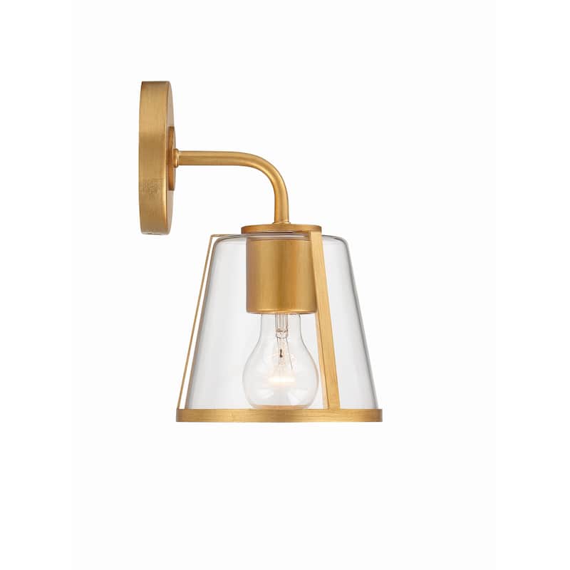 Fulton 1 Light Antique Gold Bathroom Vanity - 6.25"W x 10.25"H x 7.25"D