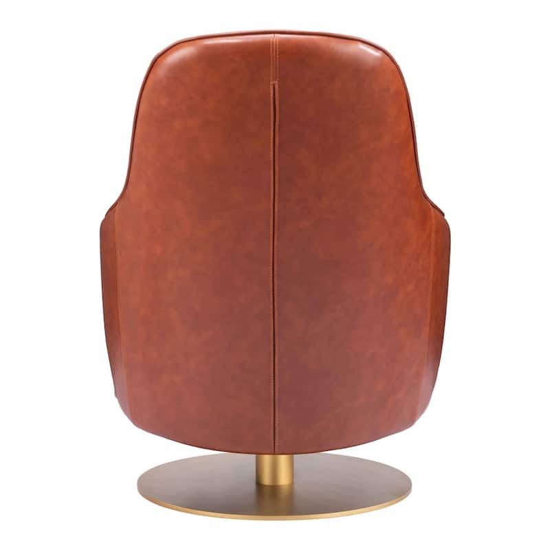 HomeRoots 28" Brown And Gold Faux Leather Swivel Arm Chair - 28' X '36.4' X '31.5