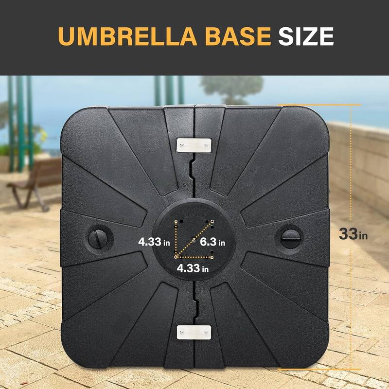 220 lbs. Metal Market Patio Umbrella Base in Black, Mobile Offset Patio Base, Heavy Duty Cantilever Umbrella Stand