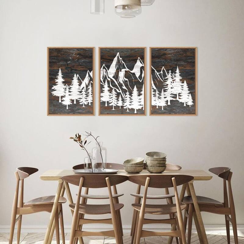 White Forest Wall Decor,Nature Country Wood Wall Painting