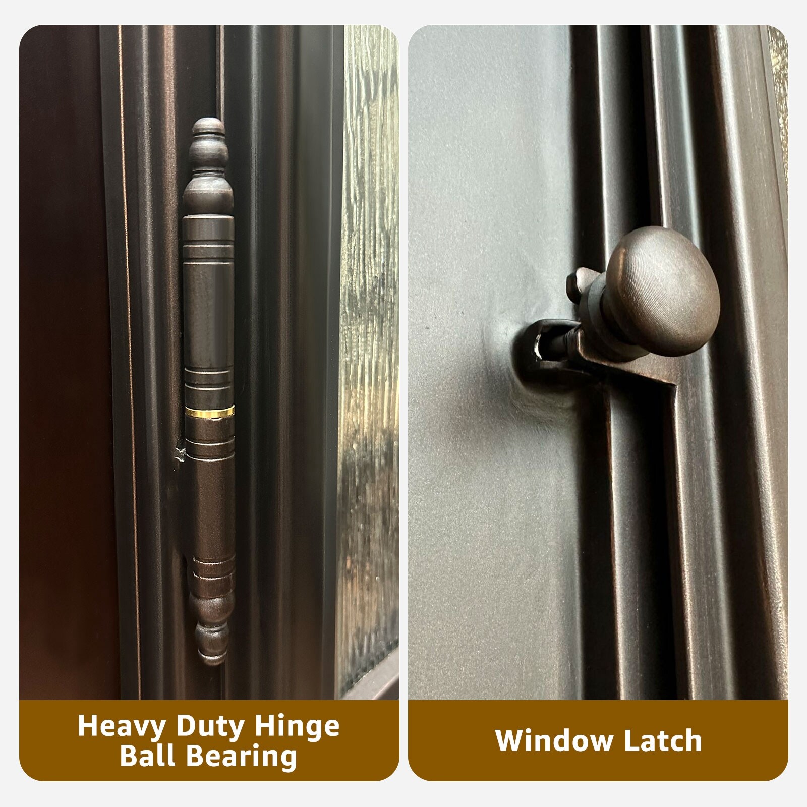 36" X 80" Environment Damage Resistant Polyurethane Composite Exterior Entry House Front Door Openable Tempered Rain Glass Window Left Hand Single Door