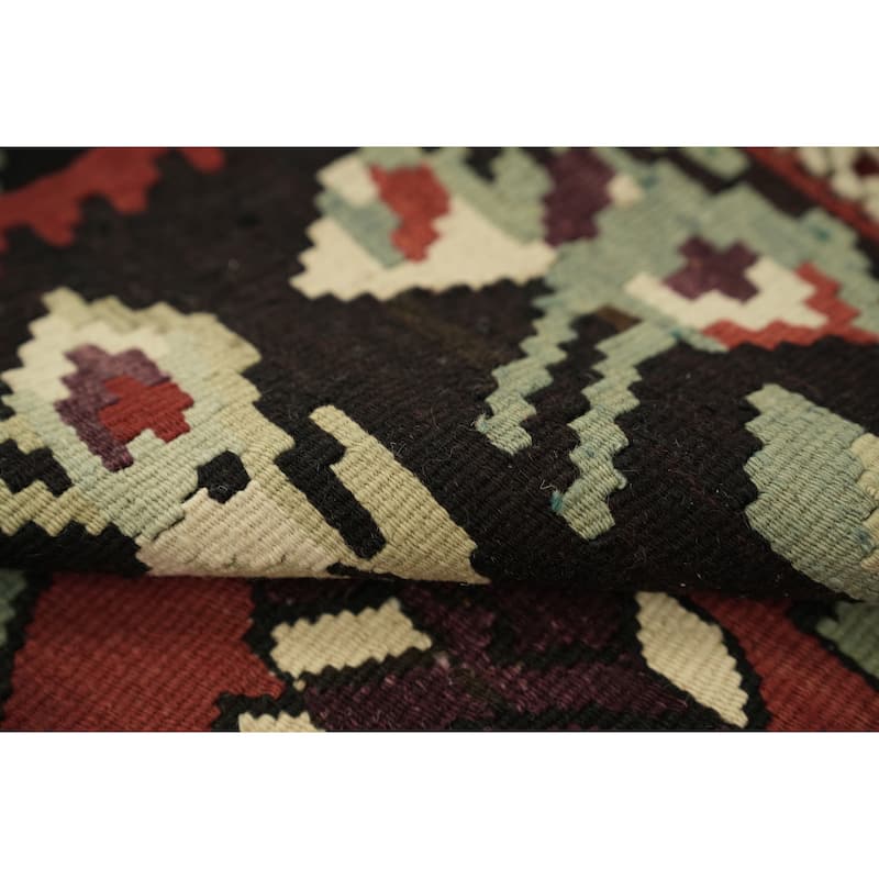 Hand Woven Oriental 100% Wool Carpet Southwestern Tribal Red Kilim Area Rug - 11' 1'' X 7' 2''