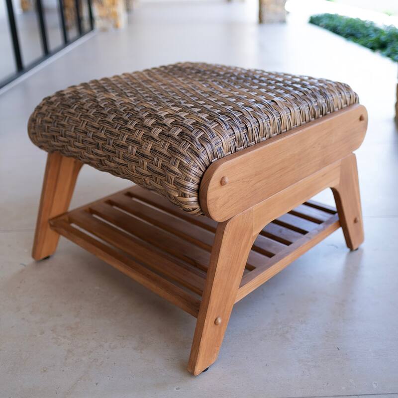 Cambridge Casual Camden Teak Patio Adirondack Chair Set with Padded Woven Seat - FREE Patio Cover