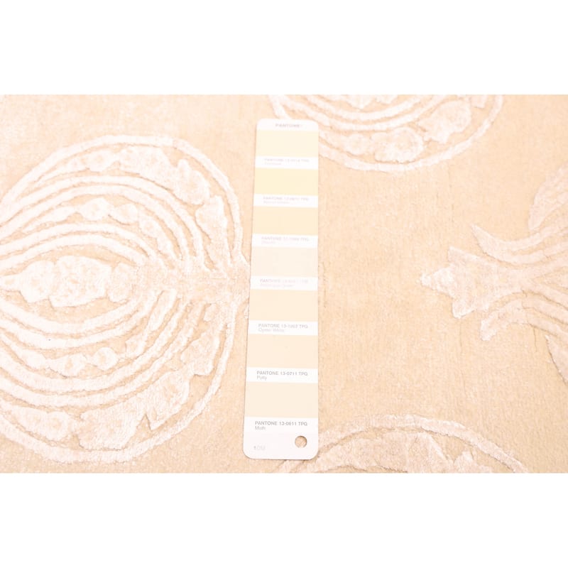 ECARPETGALLERY Hand-knotted Mirzapur Light Khaki Silk, Wool Rug - 5'6 x 8'1