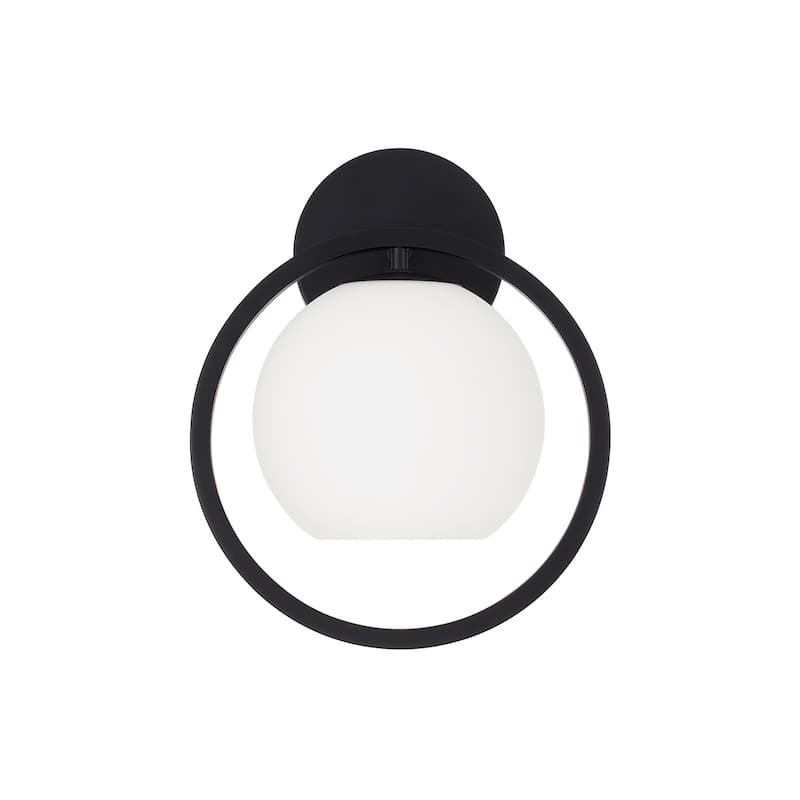 9.5" W X 12" H 1-Light Circle Sconce with Soft White Glass - 9.5"W x 11.5"H x 8"E