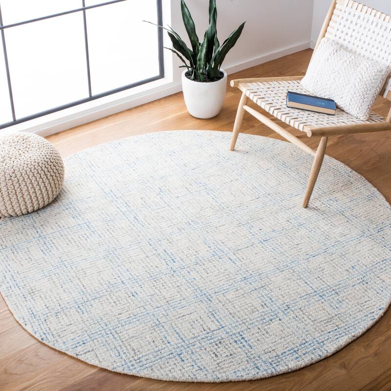 SAFAVIEH Handmade Abstract Valja Modern Wool Rug - 6' Round - Ivory/Beige