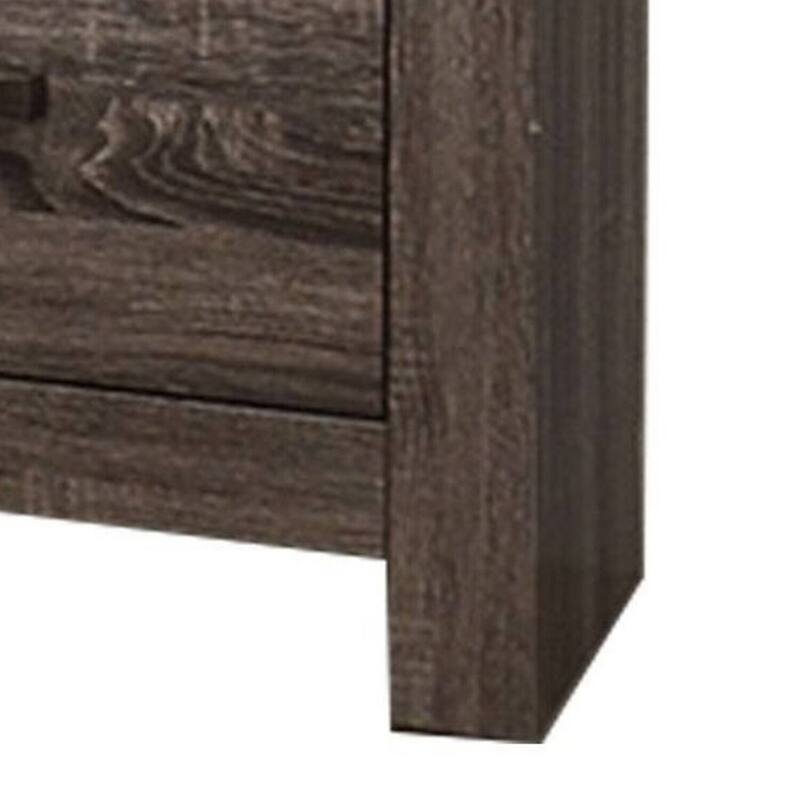 Oak Gray 2 Drawer 16 in. W Nightstand with Bar Metal Handles