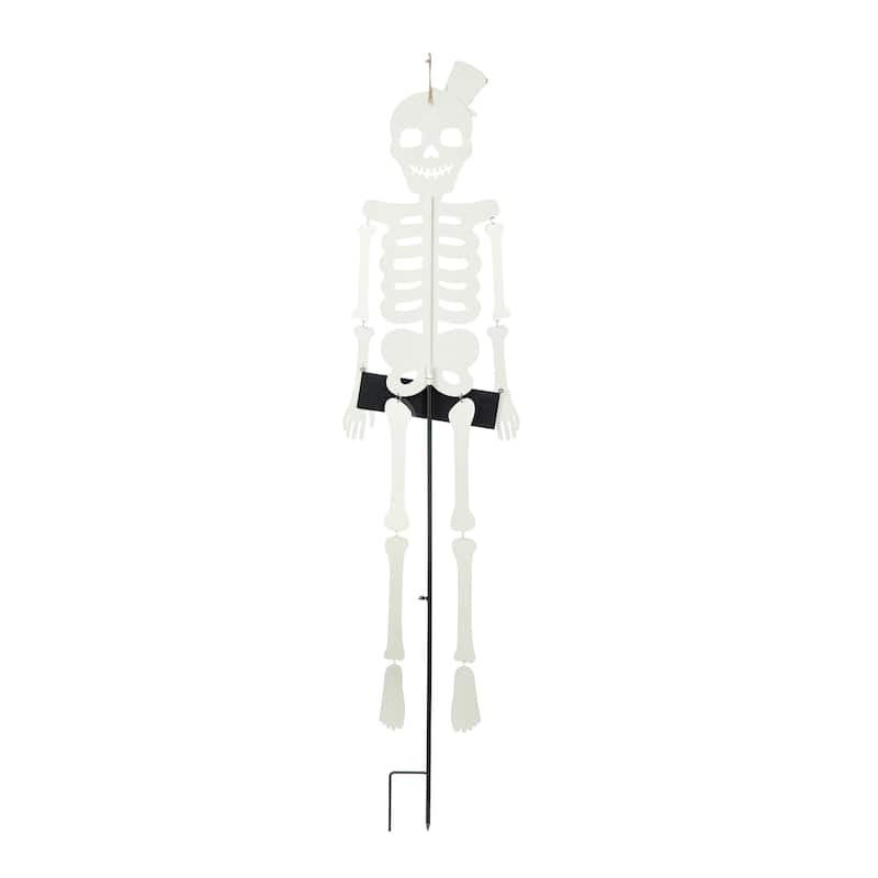 Glitzhome 60"H Halloween WELCOME Metal Dangling Skeleton Yard Stake