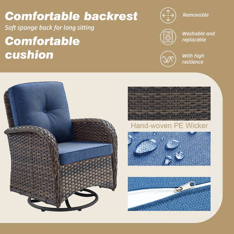 Pocassy Patio Swivel Rocker Chairs with Side Table