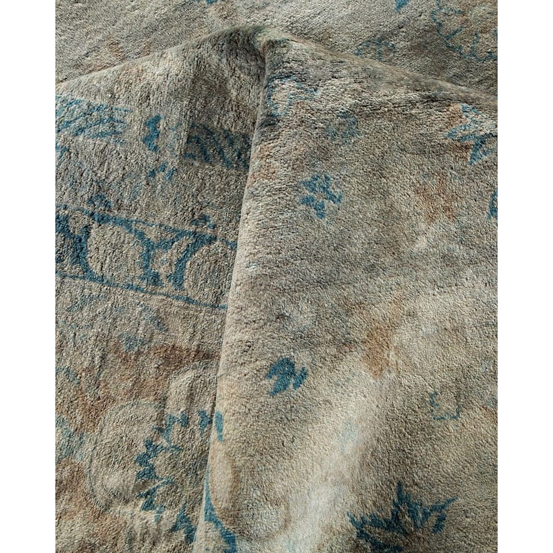 Overton Hand Knotted Wool Vintage Inspired Modern Contemporary Overdyed Gray Area Rug - 9' 1" x 12' 1"