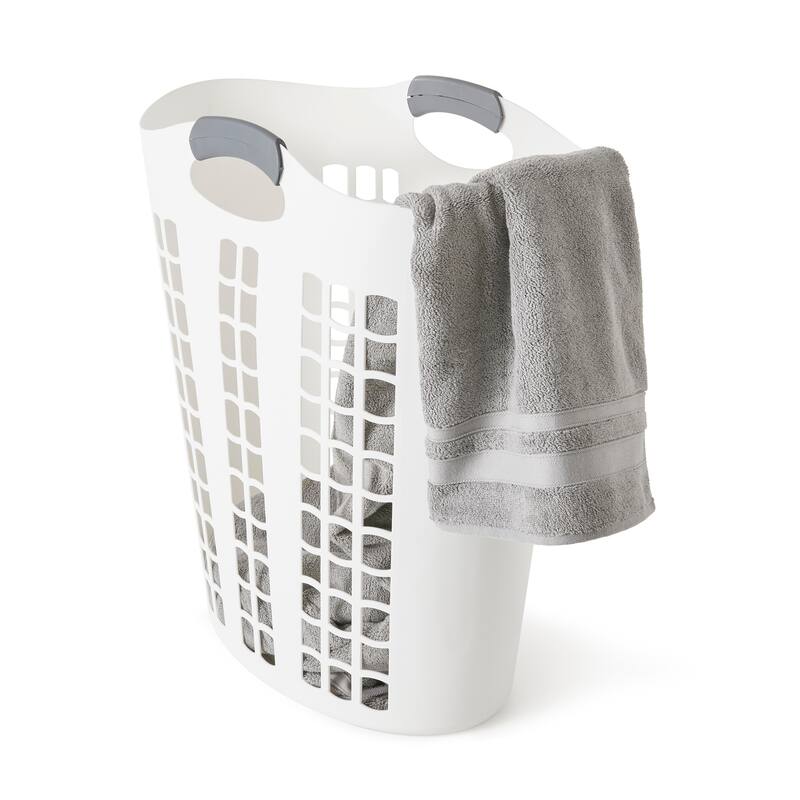 Gracious Living Easy Carry Flex 87 L Plastic Laundry Hamper, White (2 Pack) - 26 x 21.31 x 15.81 inches