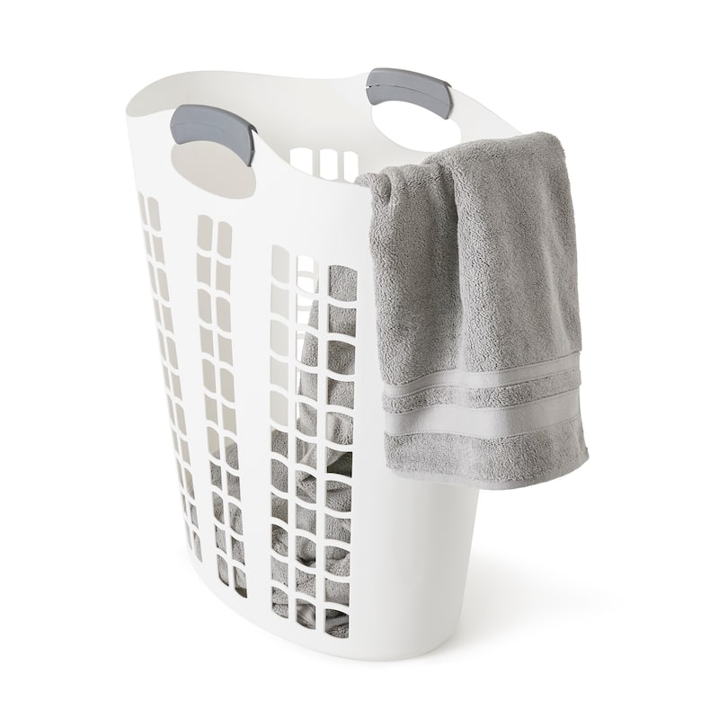 Gracious Living Easy Carry Flex 87 L Plastic Laundry Hamper, White (3 Pack) - 3 Pack