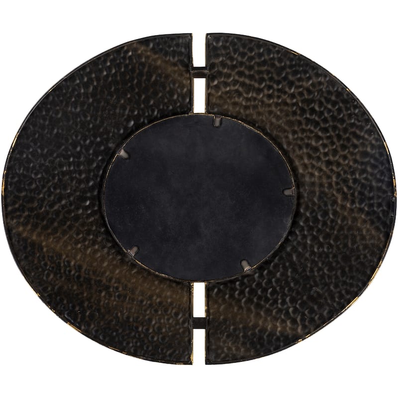 Edel Hammered Golden Oval 23x28 Mirror - 28"H x 23"W