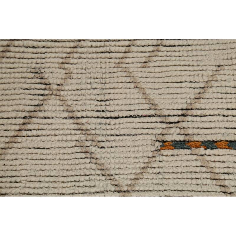 Stripe / Trellis Moroccan Oriental Area Rug Handmade Wool Carpet - 5'9"x 9'10"