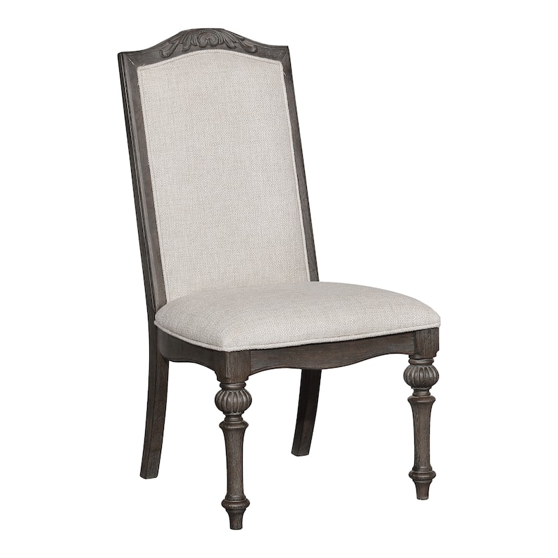 The Gray Barn Cornerways Formal High Back Carved Wood Dining Chairs (Set of 2)