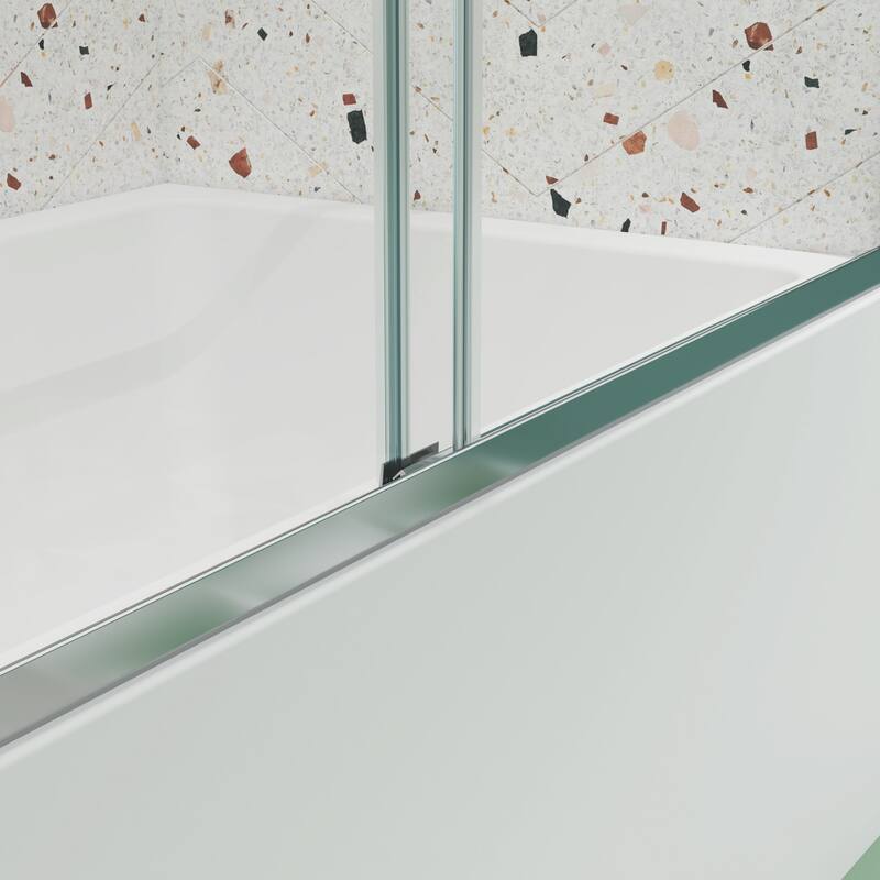 56"-60"W x 58"H Aluminum-framed bathtub door with stainless steel handle