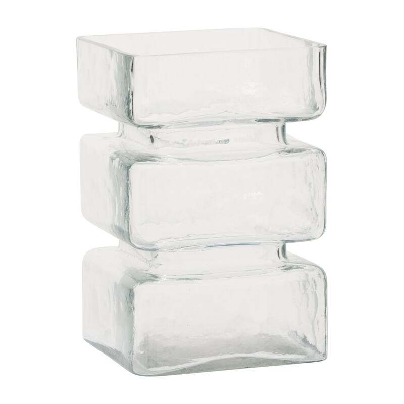 Transparent Geometric Vase - 9.75" - Clear