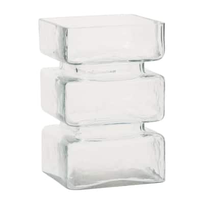 Transparent Geometric Vase - 9.75" - Clear