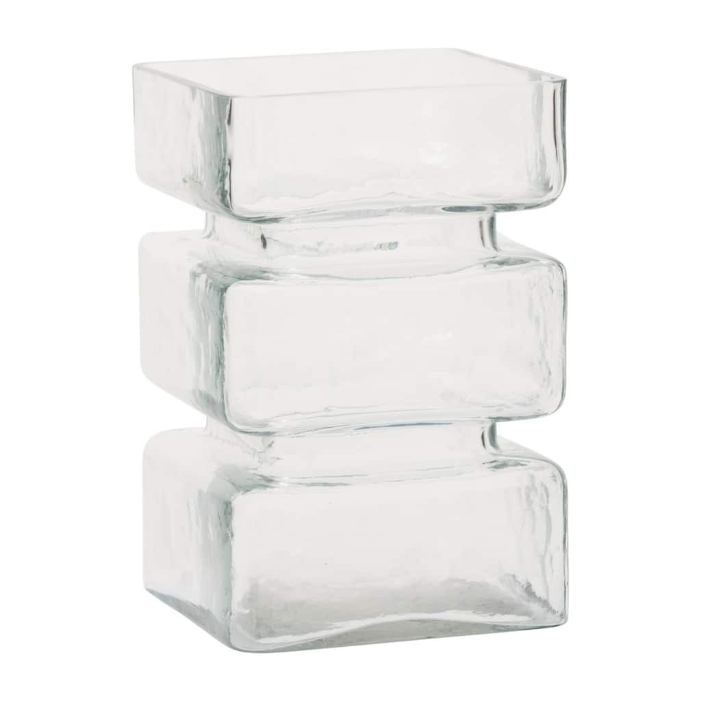 Transparent Geometric Vase - 9.75" - Clear