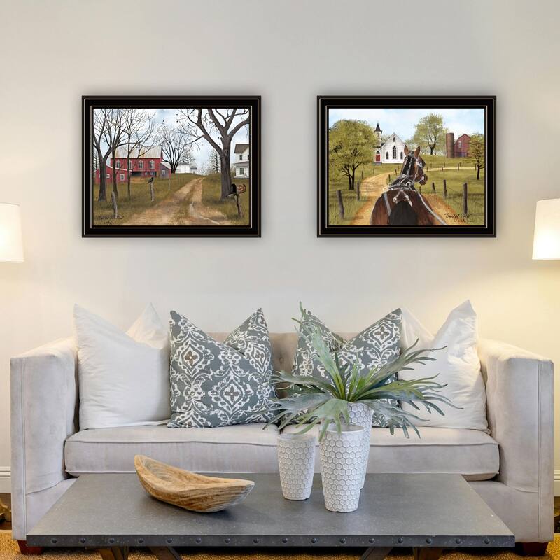 2-Piece Framed Wall Art Set - Sunday Drive & The Old Dirt Road, Black Frame