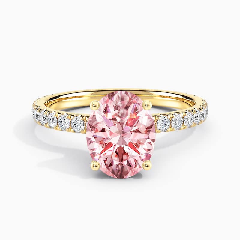 Auriya 14k Gold Oval Lab Grown Ribbon Halo Engagement Ring 0.50 to 2.50 ct. tw. (Pink, VS-SI) - 0.75 carats - Yellow - 7