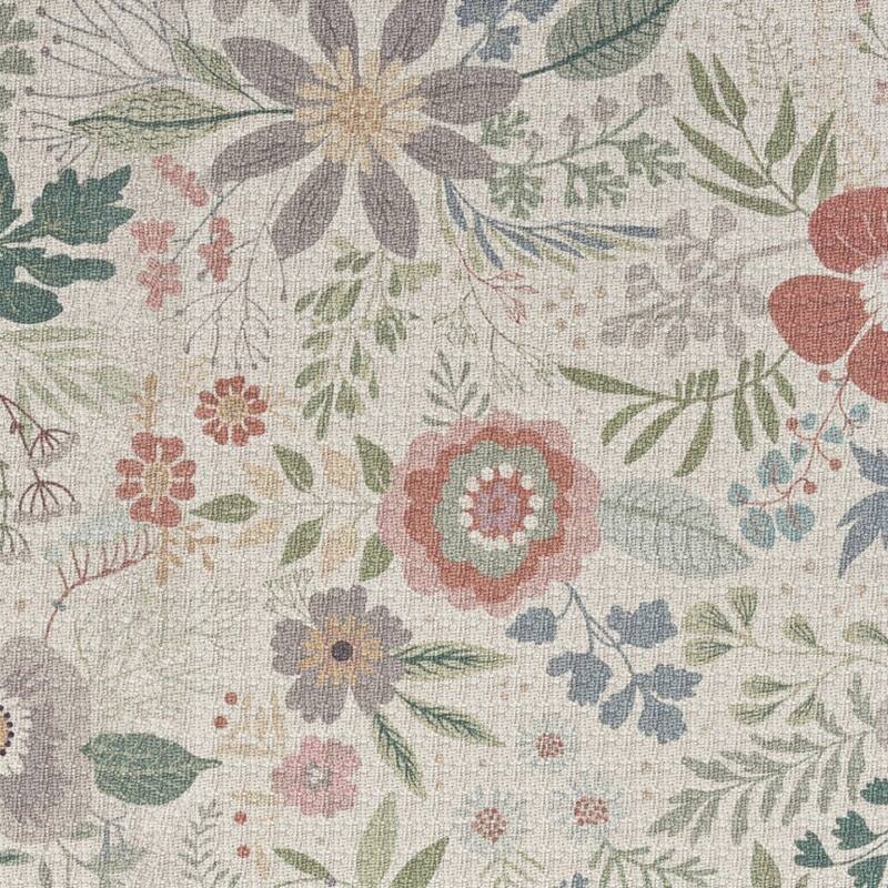 Lohu Power Loomed Floral Traditional Non Skid Low Pile Area Rug By HomeRoots - 72' X '48' X '0.25
