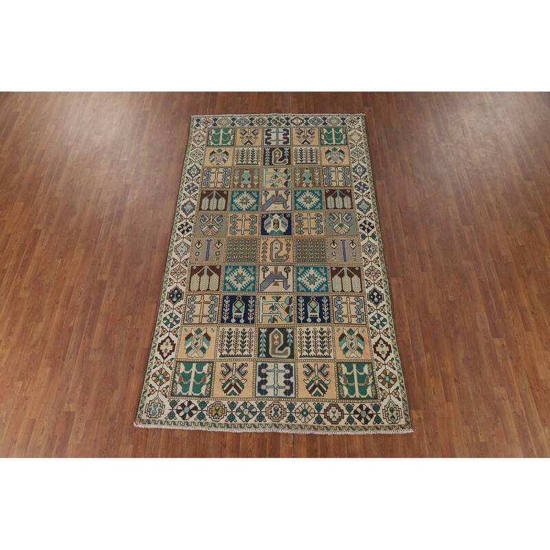 Hand Knotted Oriental 100% Wool Carpet Traditional Geometric Multi-Colored Bakhtiari Area Rug - 9' 10'' X 5' 8''