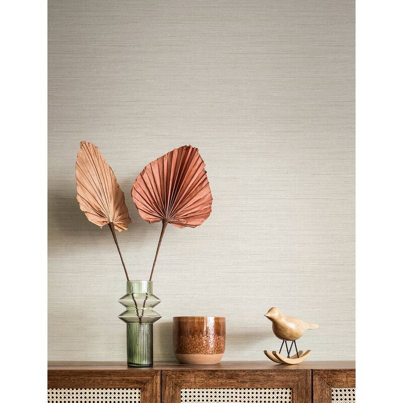 A-Street Prints Sheehan Pearl Faux Grasscloth Wallpaper