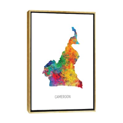 iCanvas "Cameroon Map" by Michael Tompsett Framed Canvas Print