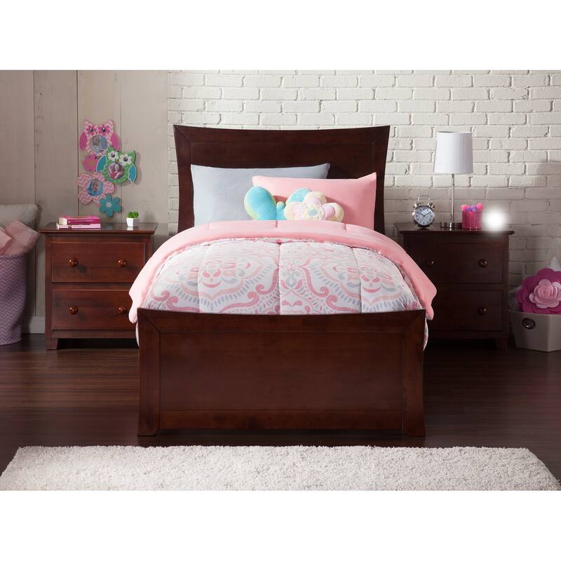 Metro Twin XL Foundation Bed Frame with Matching Foot Board in Walnut