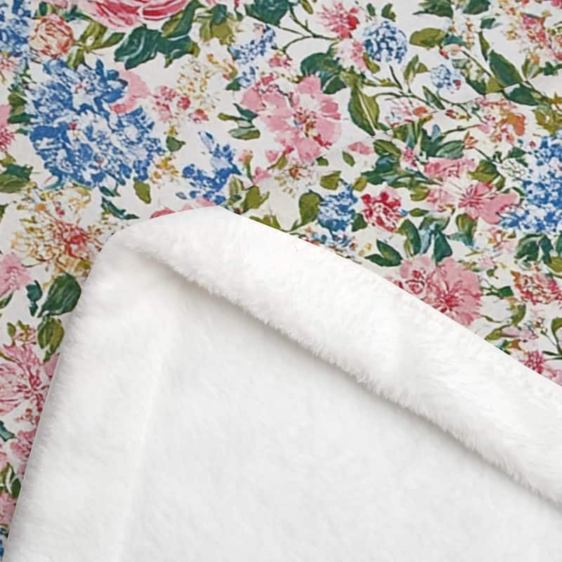 Vintage Floral Blanket，Wildflower Flannel Fleece Throw Blanket for Couch Sofa Bed