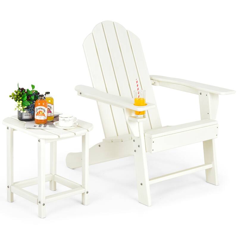 Costway 2 PCS Patio Adirondack Chair Side Table HDPE Weather Resistant