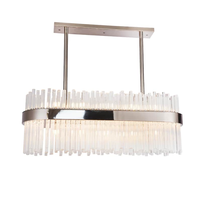 Modern 8-Light Shiny Nickel Oval Metal Frame Chandelier