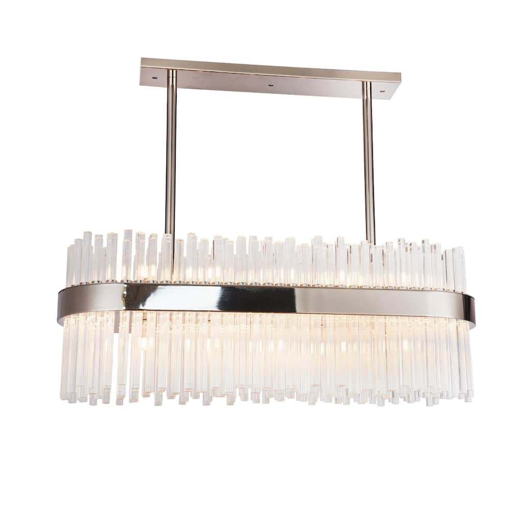 Modern 8-Light Shiny Nickel Oval Metal Frame Chandelier