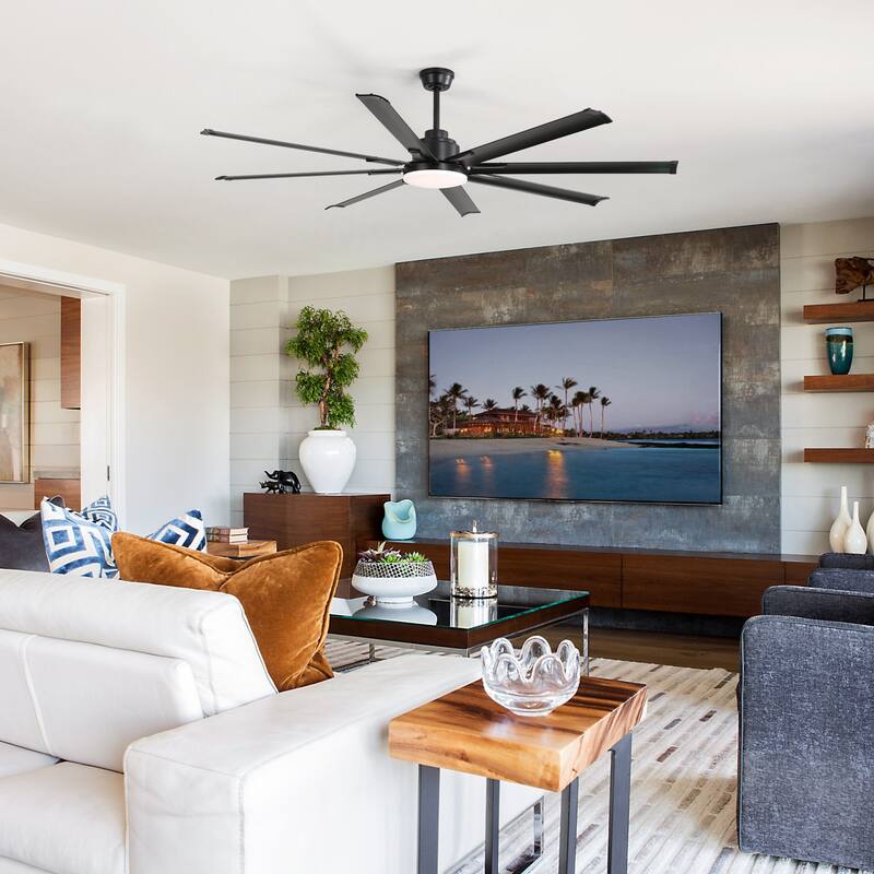 Sofucor 76/84Inch Large Industrial Ceiling Fan,Indoor/Outdoor Smart with Lights and Remote,Work with Alexa/Google