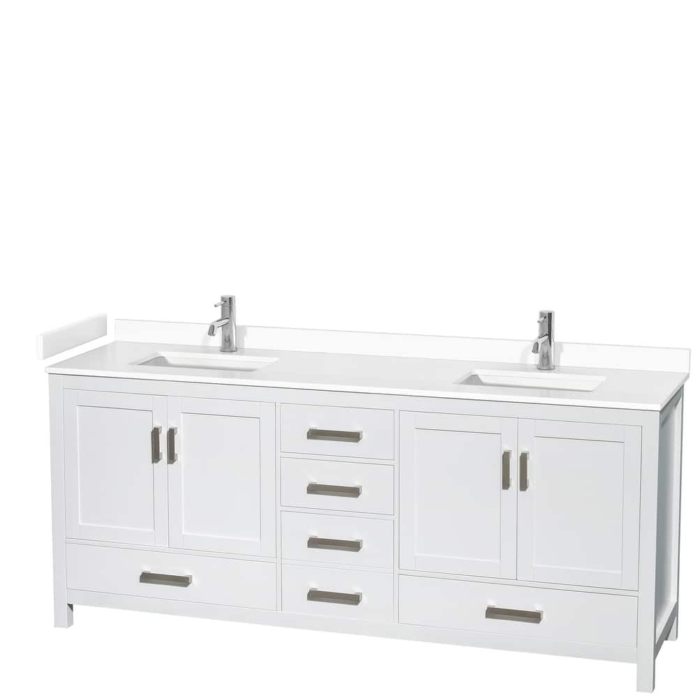 Sheffield Double Bathroom Vanity Set, Cultured Top, No Mirror