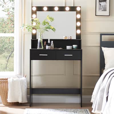 Vanity Desk with Mirror and Lights