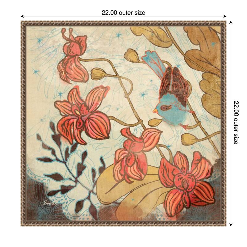 Spice and Whimsy No. 2 by Evelia Designs Framed Canvas Wall Art Print - Plastic - 22 x 22 in - Gold