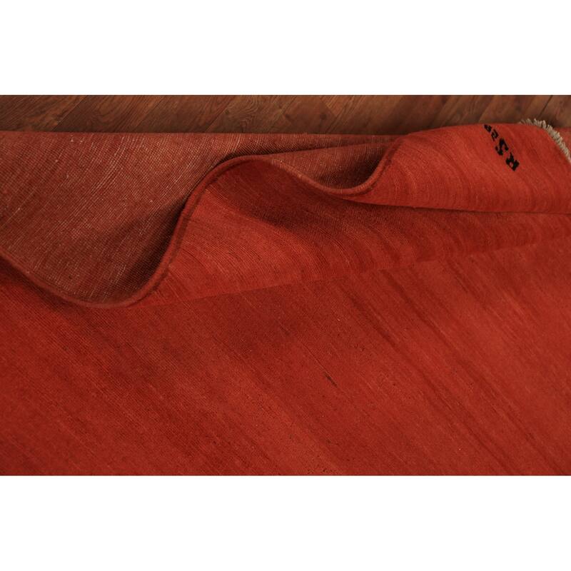 Orange Gabbeh Modern Oriental Rug Hand-Knotted Wool Carpet - 5'0" x 6'5"
