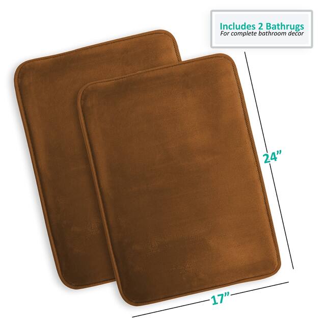 Clara Clark Ultra Soft Plush Bathroom Rug - Non-Slip, Velvet, Memory Foam Bath Mat - Set of 2